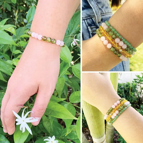 Miniatura 58 de Pulseras elásticas, piedras preciosas naturales, amatista, citrino, cuarzo rosa, cuarzo de cristal transparente, ojos de peridoto y teger, regalo
