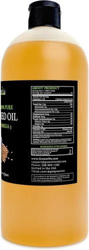 Miniatura 2 de GreenIVe Aceite de semilla de lino 100% puro prensado en frío, cultivado en Estados Unidos, alto contenido vegano de ácidos grasos Omega 3 6 9