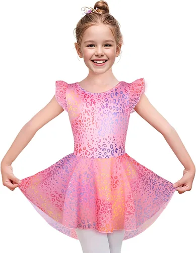 Miniatura 60 de LUOUSE Elegante leotardo de ballet para niñas con falda, mangas con volantes y volantes, perfecto para baile y gimnasia