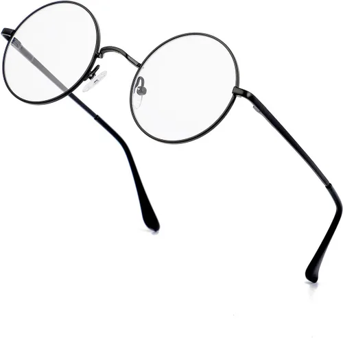 Miniatura 11 de EYLRIM Gafas redondas con bloqueo de luz azul para mujeres y hombres, lentes transparentes con marco de metal, sin receta