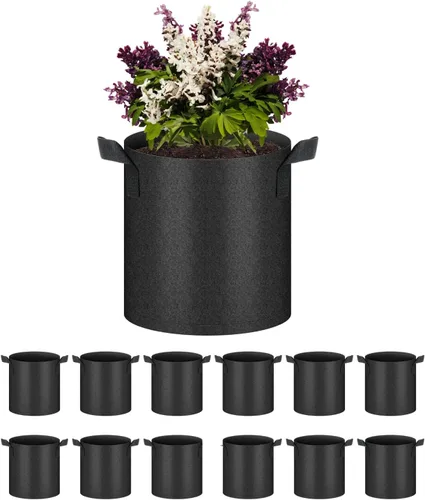 Miniatura 18 de HealSmart Paquete de 6 bolsas de cultivo no tejidas de 1 galón, macetas de tela de aireación con asas, adecuadas para frutas de jardín, verduras