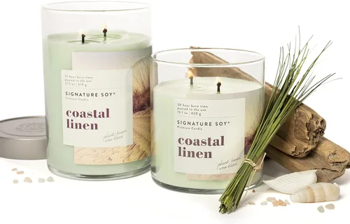 Miniatura 4 de Vela perfumada con tapa de Coastal Linen de Signature Soy Lino costero