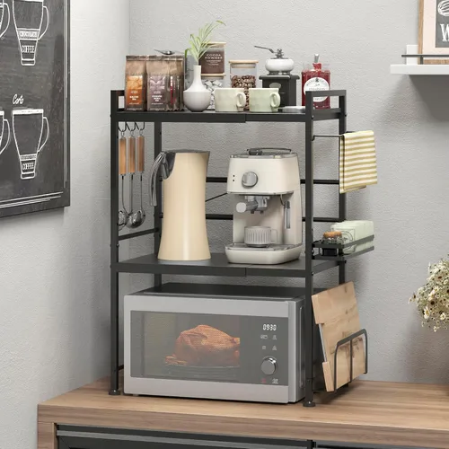 Miniatura 4 de DOLALIKE Estante para Horno de Microondas, Soporte de Microondas Expandible para Encimera, Almacenamiento de Utensilios de Cocina y Vajilla, Estante