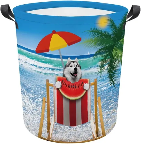Miniatura 15 de Cesta plegable con estampado de perro, lindo Cavalier King Charles Spaniel Sandía con asa, caja de juguetes, bolsa de almacenamiento