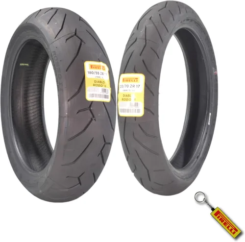 Pirelli Diablo Rosso II 120/70 ZR 17 M/C (58W) TL (K) Delantero y 180/55 ZR 17 M/C (73W) TL Neumático trasero para motocicleta, juego de neumáticos