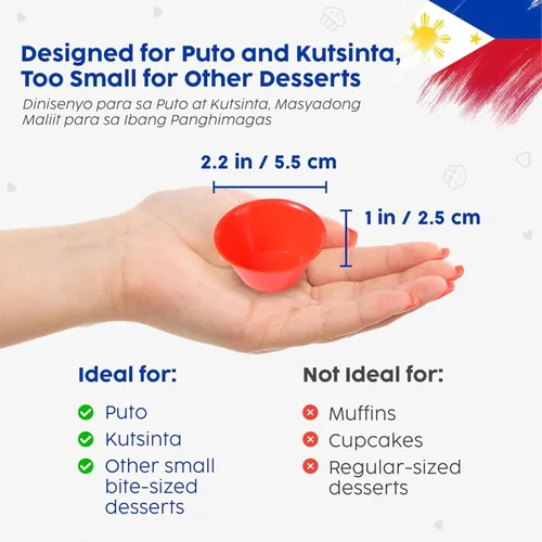 Miniatura 2 de Pequeño juego de 12 piezas de moldeador de Puto filipino (5,6 cm x 2,5 cm) - Moldeador de Kutsinta para hornear - Tazas de molde de Puto