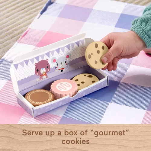 Miniatura 3 de Fisher-Price Juego de té de pícnic, 18 piezas con manta, platillos de madera y comida para niños preescolares a partir de 3 años