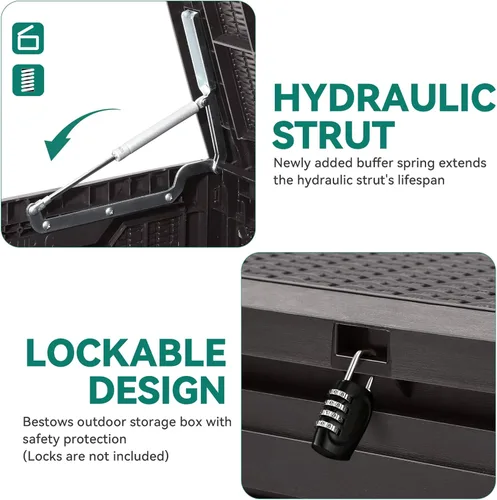 Miniatura 2 de YITAHOME Caja grande de resina de 100 galones, cajas de almacenamiento al aire libre para muebles de patio, cojines de exterior, herramientas