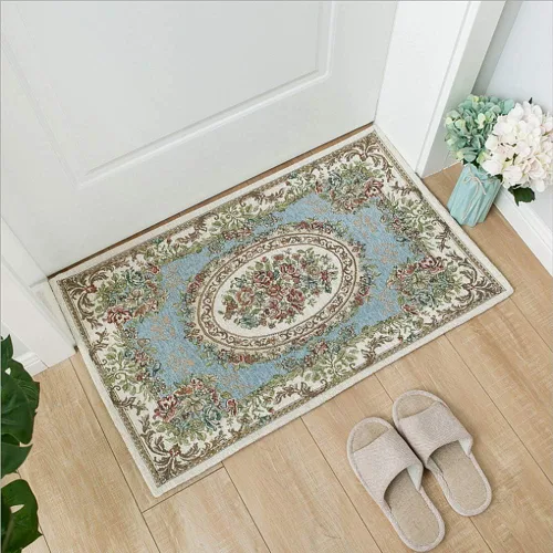 Miniatura 2 de Ukeler - Alfombra rústica con diseño floral para sala, dormitorio, comedor, Country rústico, Azul Country A-country Azul