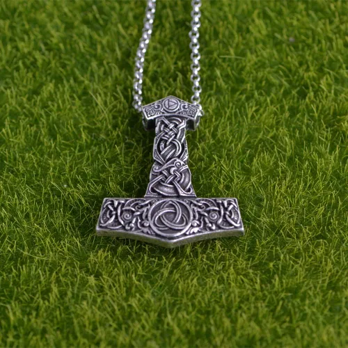 Miniatura 2 de LANGHONG Collar vikingo nórdico para hombre, brújula vegvisir, collar original de talismán, 1 ud