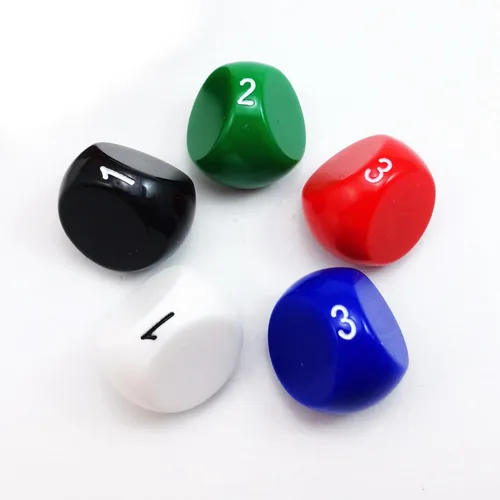 Miniatura 2 de Bescon - Dados poliédricos para juegos de 3 lados - D3, 3 lados, 5 colores opacos surtidos Juego de 5 piezas de colores surtidos D3