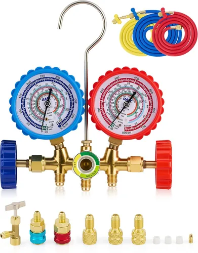 Miniatura 8 de Orion Motor Tech 5FT Juego de manómetros de diagnóstico de freón para refrigerantes R134A R12, R22 y R502, con acopladores y adaptador ACME