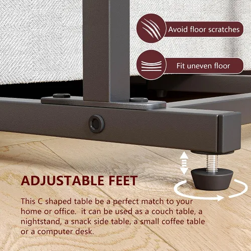 Miniatura 4 de Mesa auxiliar en forma de C, mesa auxiliar para sofá, bandeja de TV pequeña, mesa de sofá con bolsa de almacenamiento para espacio pequeño, sala