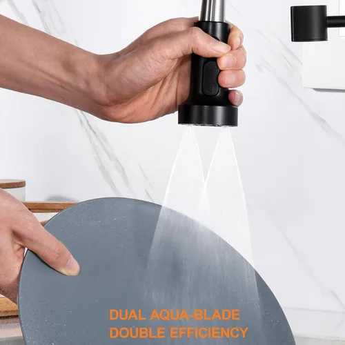 Miniatura 9 de TIORIY Cabezal de Repuesto para Grifo de Cocina Negro, con 15 Adaptadores de Plástico Cabezal Rociador de Grifo Extraíble, Boquilla Rociadora Negro
