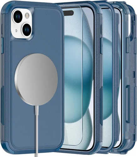 Miniatura 33 de Diverbox Funda para iPhone 15 [a prueba de golpes] [a prueba de caídas] [protector de pantalla de vidrio templado], funda de protección resistente