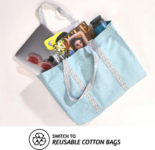 Miniatura 7 de Folkulture Bolso tote para mujer, lona, Verde salvia, Bolso tote