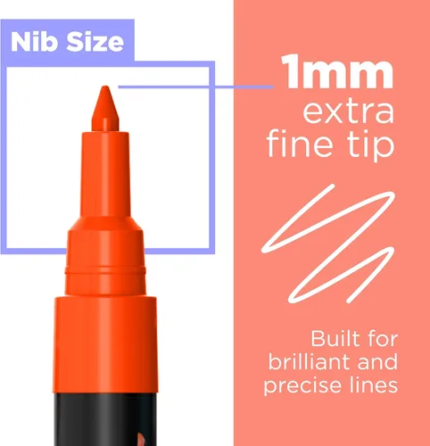 Miniatura 3 de Marcadores de tiza de punta extra fina - (punta de 1 mm, paquete de 40) neón, pastel y metálico Rotuladores de tiza líquida borrables