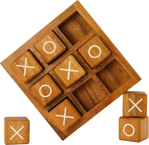 Miniatura 2 de BSIRI Bloques XO de madera (L) Juegos de mesa de Tic Tac Toe - Ideal para juegos de niños, juegos familiares y noches de juegos para adultos