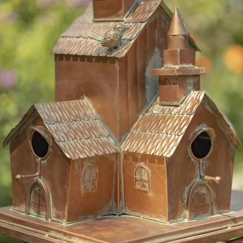 Miniatura 8 de Zaer Ltd. Estacas grandes de color cobre, espacio para 5 familias de pájaros en cada una (XL Country Town Home Montana)