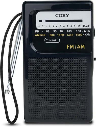 Coby Radio AM/FM Portátil – Radio de Bolsillo Retro Operada con Pilas con Altavoces Potentes, Batería de Larga Duración de 800 Horas, Recepción