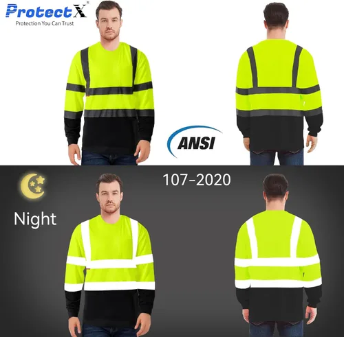 Miniatura 3 de ProtectX Camisas de manga larga de alta visibilidad, camiseta de seguridad reflectante de alta visibilidad para hombres y mujeres, camisa