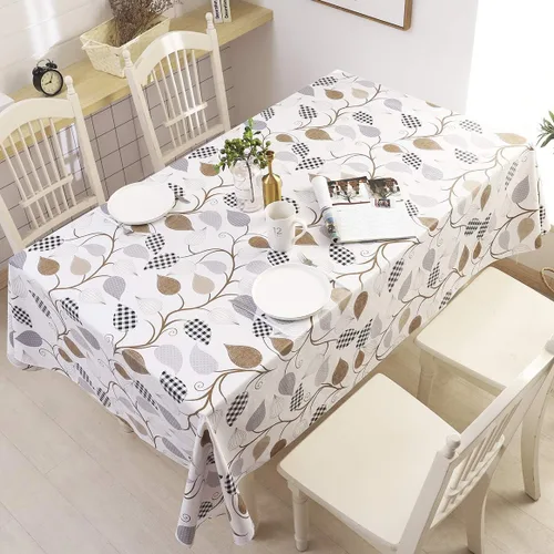 Miniatura 3 de Pioggia Mantel de vinilo con parte trasera de franela, impermeable, a prueba de aceite, mantel de PVC, cubierta de mesa de plástico lavable a prueba