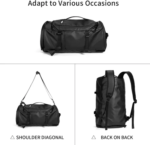 Miniatura 4 de Bolsa de lona con compartimento para zapatos, mochila de viaje para hombres y mujeres, impermeable para gimnasio, casco de motocicleta (negro)
