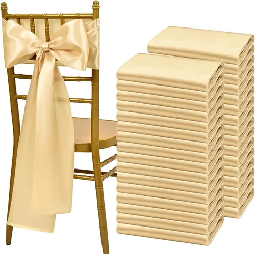 Miniatura 19 de Showgeous 60 cintas decorativas de satén negro para silla, lazos para decoración de banquetes, fiestas, baby shower, eventos (7 x 108 pulgadas)