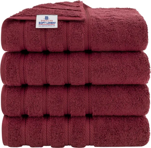 Miniatura 151 de American Soft Linen - Juego de 4 toallas, 100% de algodón turco, 27 x 54 pulgadas, tamaño extragrande, toallas para la ducha, color amarillo