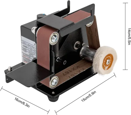 Miniatura 9 de Mini máquina de pulir de pulido, lijadora de correa eléctrica de bricolaje con correa abrasiva 10PC para metal de madera