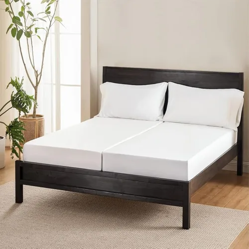 Miniatura 6 de Sábanas divididas tamaño King, 5 piezas, 100% algodón egipcio, para cama King dividida, ajustable de 10 pulgadas de profundidad, bolsillo dividido