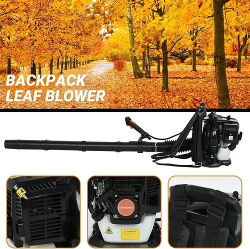 Miniatura 6 de Soplador de hojas de mochila a gas, soplador de hojas de gas de 52 CC, soplador de hojas de 2 tiempos de 550 CFM, sopladores de gas de 6800 RPM