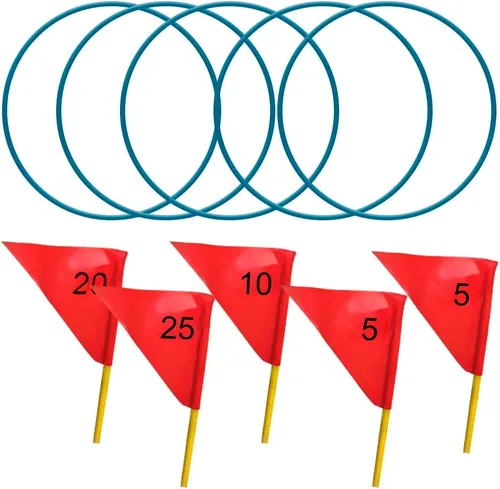 Juego grande de lanzamiento de anillos para exteriores, incluye anillos y banderas, juguetes de patio y juego activo