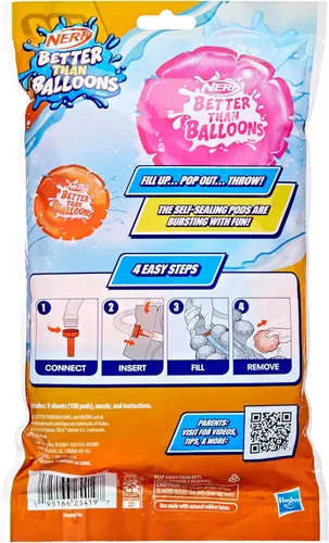 Miniatura 11 de NERF Juguetes de agua Better Than Balloons, 108 cápsulas, fácil de limpiar, muchas formas de jugar, diversión acuática en el patio trasero, regalos