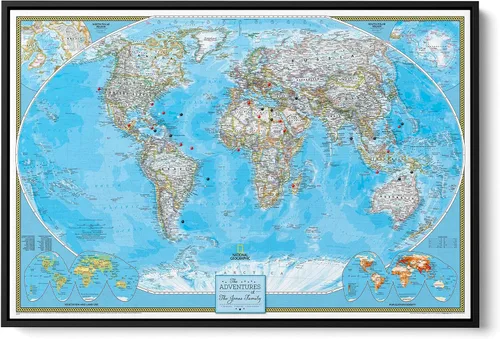Miniatura 10 de National Geographic - Mapa de viaje – Póster de lienzo con mapa del mundo clásico con alfileres – Mapa personalizado del mundo – Grande 24 x 36