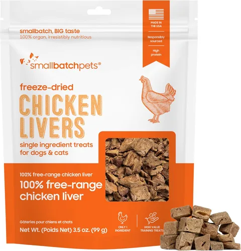 Miniatura 15 de smallbatch Pets Premium - Golosinas de corazón de res liofilizadas para perros y gatos, 3.5 onzas, fabricadas y obtenidas en los Estados Unidos, un