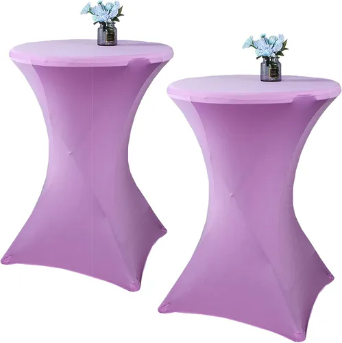 Miniatura 16 de Paquete de 2 manteles de cóctel de elastano de 24 x 43 pulgadas, redondos, ajustables, para bodas, banquetes, eventos, fiestas