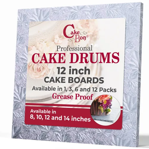Miniatura 13 de Cakebon Tableros cuadrados para tartas, tambores resistentes de 1/2 pulgada de grosor, bordes envueltos profesionalmente de 8 pulgadas, color negro