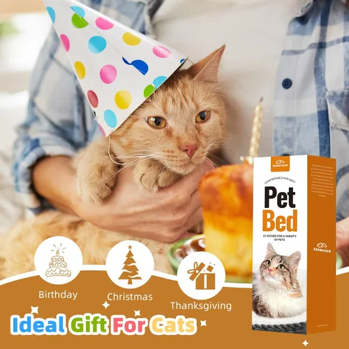 Miniatura 2 de Zerbuger Cama redonda color crema para perros y gatos, de 23 pulgadas, regalo para perros grandes, medianos y pequeños, sofá de dormir lavable a