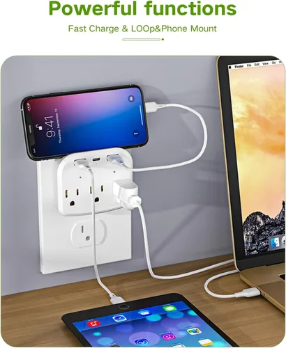 Miniatura 3 de Cámara de salida de pared oculta, cámara de seguridad WiFi de doble banda 1080P de 2.4G/5GHz con detección de movimiento para el hogar, monitoreo