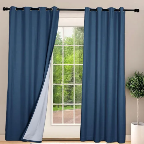 Miniatura 46 de Frelement Cortinas opacas extralargas de 108 pulgadas de largo, para sala de estar, cortinas de lino con bloqueo de luz, cortinas con aislamiento