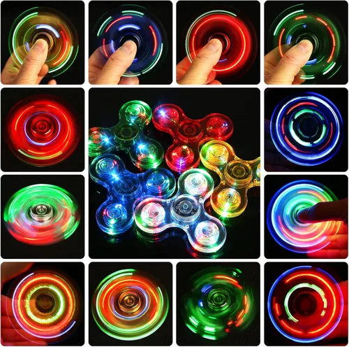 Miniatura 3 de SCIONE Paquete de 5 juguetes giratorios con luz LED, juguetes sensoriales que brillan en la oscuridad para niños, juguetes antiestrés para aliviar