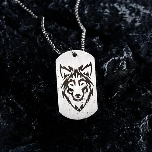 Miniatura 5 de TURTLEDOVE Collar de lobo de acero inoxidable - I am Wolf Fans of Dog Tag Jewelry - Colgante nórdico Fenrir de amuleto escandinavo nórdico