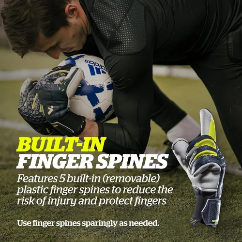 Miniatura 3 de Storelli Silencer Goalkeeper Gloves, with Removable Finger Spines, High-Impact Hand Protection, Soccer Accessories