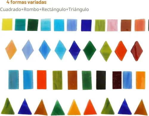 Miniatura 2 de Lanyani 1050 piezas de azulejos de mosaico de vidrio de formas mixtas para manualidades, piezas de vidrieras coloridas para proyectos de mosaico Mix