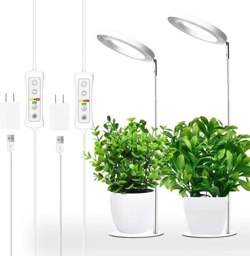 Miniatura 10 de yadoker 72 LEDs Luz de cultivo de plantas para plantas de interior, Luz de escritorio de aluminio con grano de madera de nogal LED, Altura