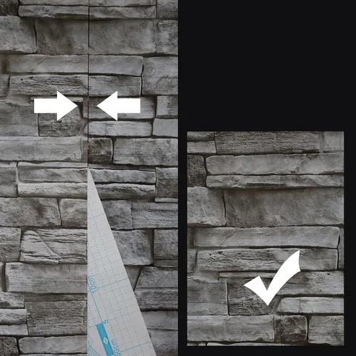 Miniatura 2 de Papel tapiz de ladrillo gris para despegar y pegar de 17.7 x 118 pulgadas, recién actualizado y grueso, papel tapiz de piedra 3D sintética