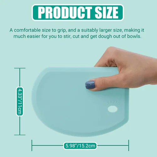 Miniatura 3 de Raspador de masa de silicona con lámina de acero inoxidable, raspador de tazón flexible de borde curvo para hornear, raspador de banco de silicona