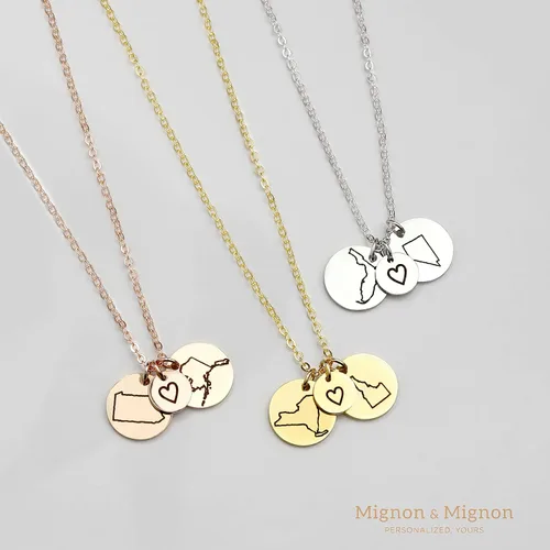 Miniatura 2 de Best Friend Necklace Long Distance Friendship Custom Two State Jewelry, Gifts for Women, Mother Daughter Relationship, Unique Personalized Necklace
