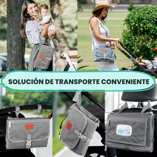 Miniatura 5 de Cambiador portátil para bebé – Cambiador de pañales portátil suave y cómodo con bolsillos para toallitas, impermeable y fácil de limpiar – Búsqueda